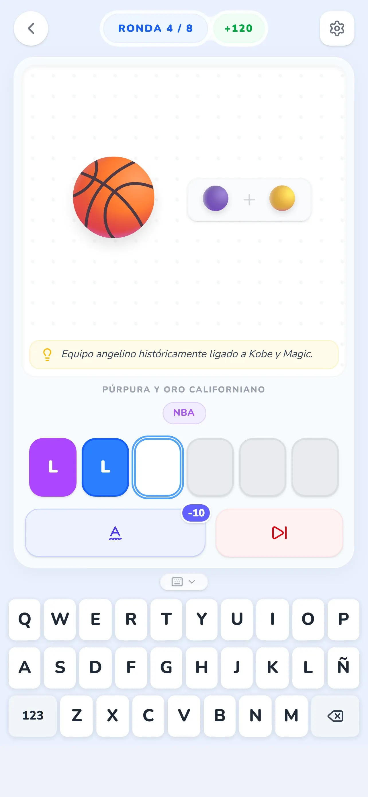 Puzle de Glifio con la pista de texto abierta y una letra revelada